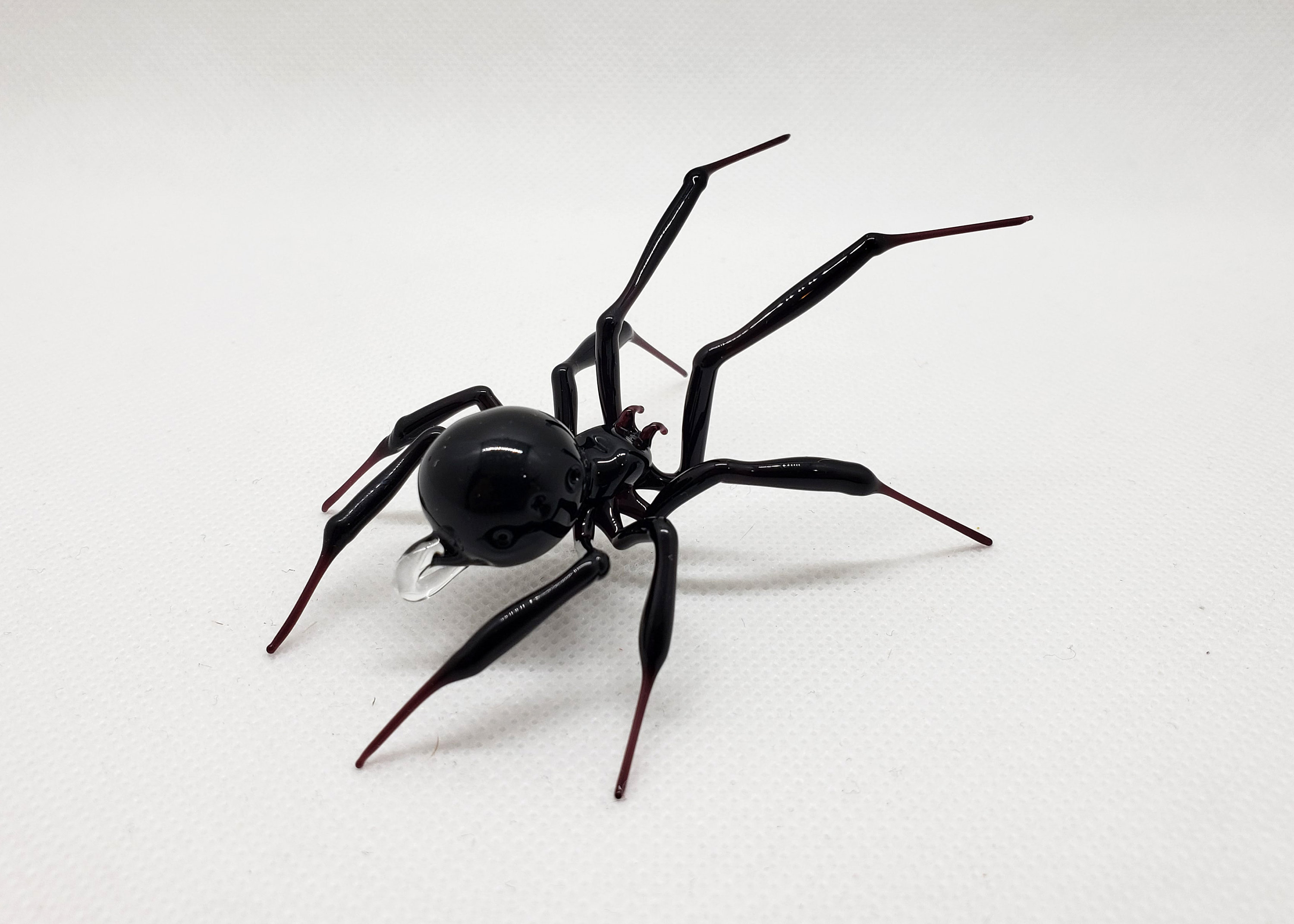 Hanging Spider Black Widow, Blown Glass Spider, Art Glass Black Widow ...