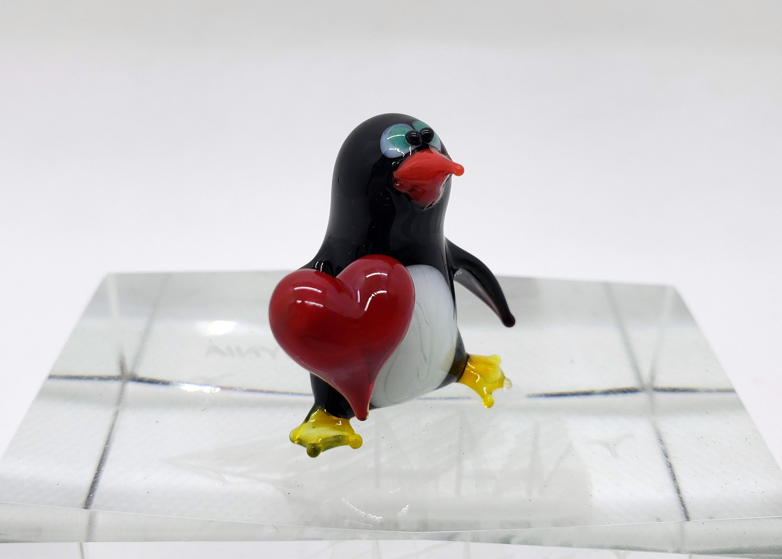 Glass Penguin With Heart Collection Glass Penguin Blown | Etsy
