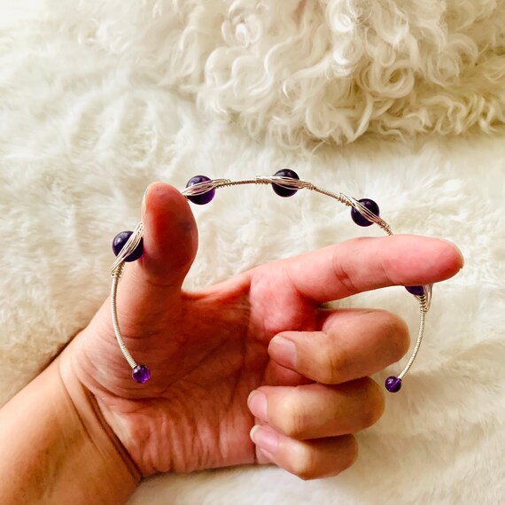 One Wire wrapped amethyst bracelet - image 5
