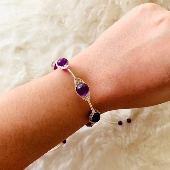 One Wire wrapped amethyst bracelet - image 3