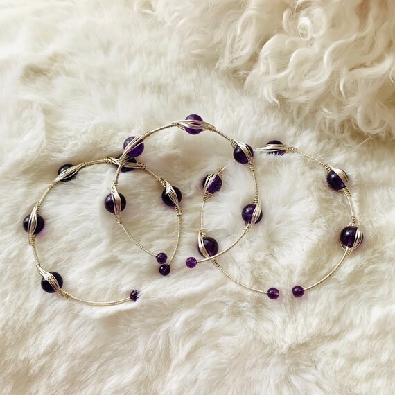 One Wire wrapped amethyst bracelet - image 1