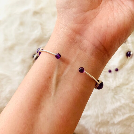 One Wire wrapped amethyst bracelet - image 4