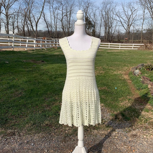 Cream Sun Dress,  Boho, Hippie, Festival Clothing, Chic, Mod