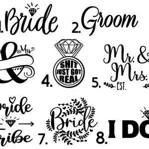 Wedding Decals; Marriage Wife Bride MRS