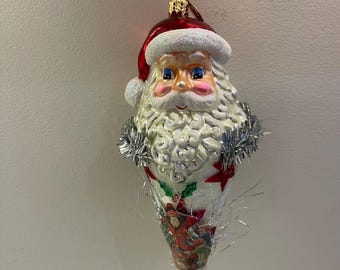 Christopher Radko Yester Cheer 2006 Santa In A Cone 7” Glass Christmas Ornament