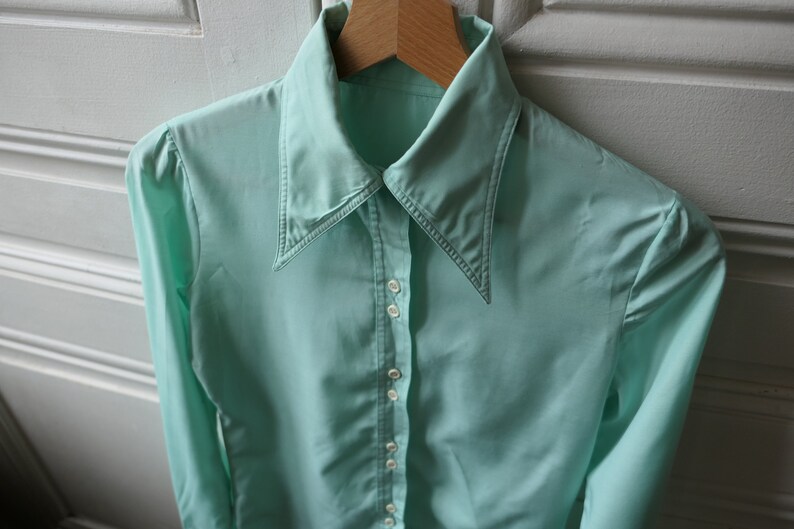 Chemise vintage col pelle a tarte Menthe Verte S 1970s retro | Etsy