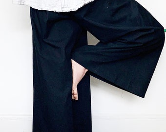 Wide Leg Pants/black - Etsy