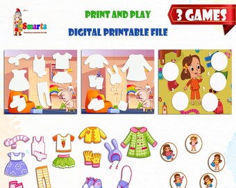 Preschool curriculum, matching card game, learn clothes