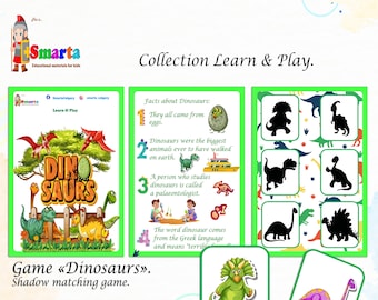 Matching card game, dinosaurs activity