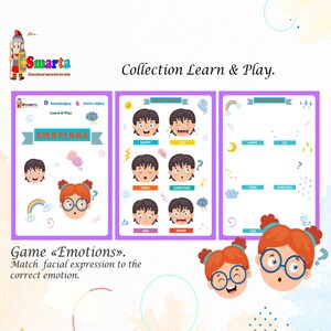 Actividad educativa, juego de cartas de aprendizaje de emociones.