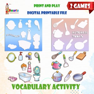 Juego de desarrollo del habla, actividad de vocabulario para niños.