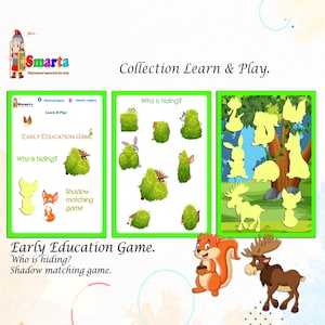 Jogo educativo, livro tranquilo para crianças, animais selvagens