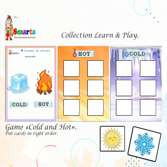 Preschool Worksheets Education Game Hot and Cold Etsy