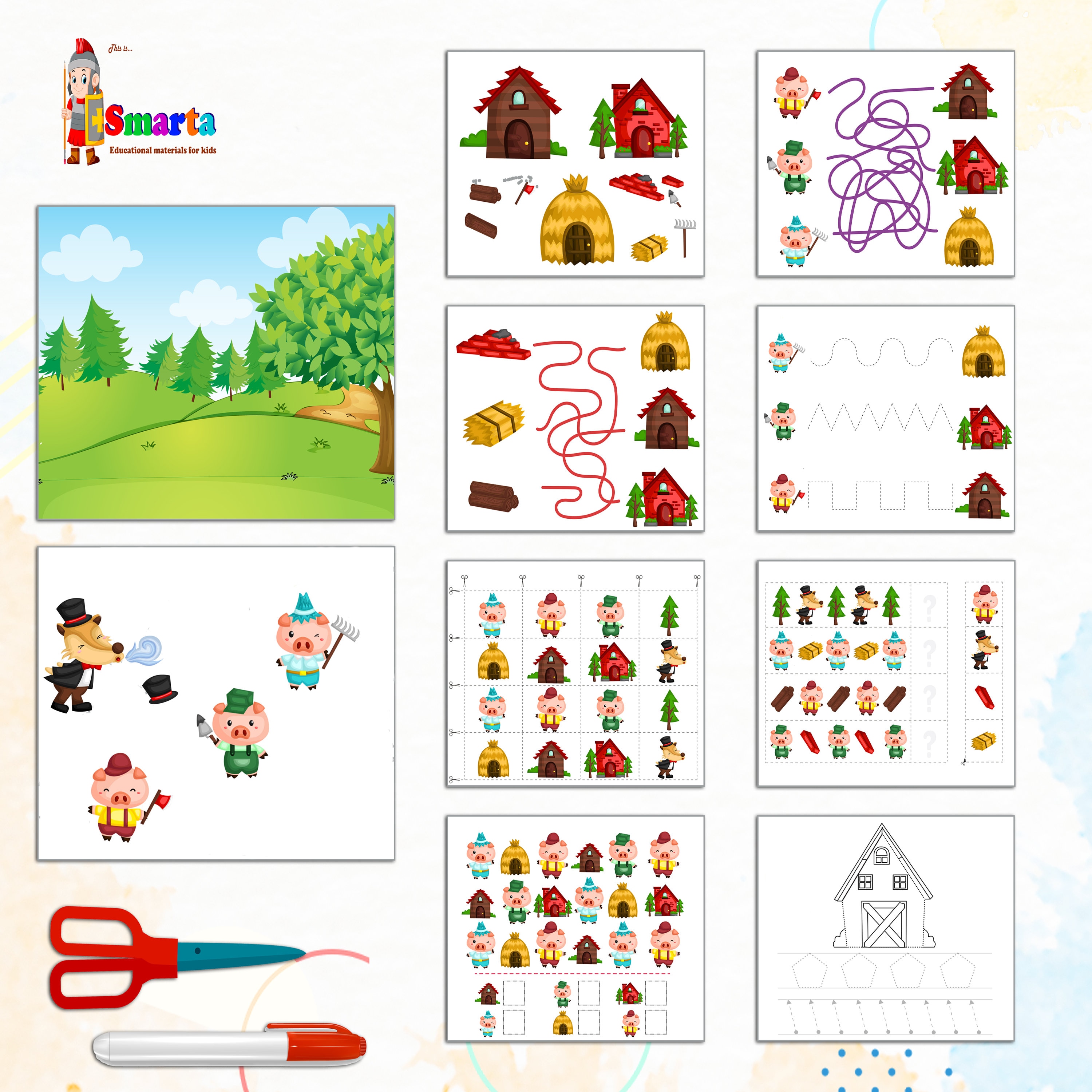 Preschool worksheets preschool curriculum The three little | Etsy