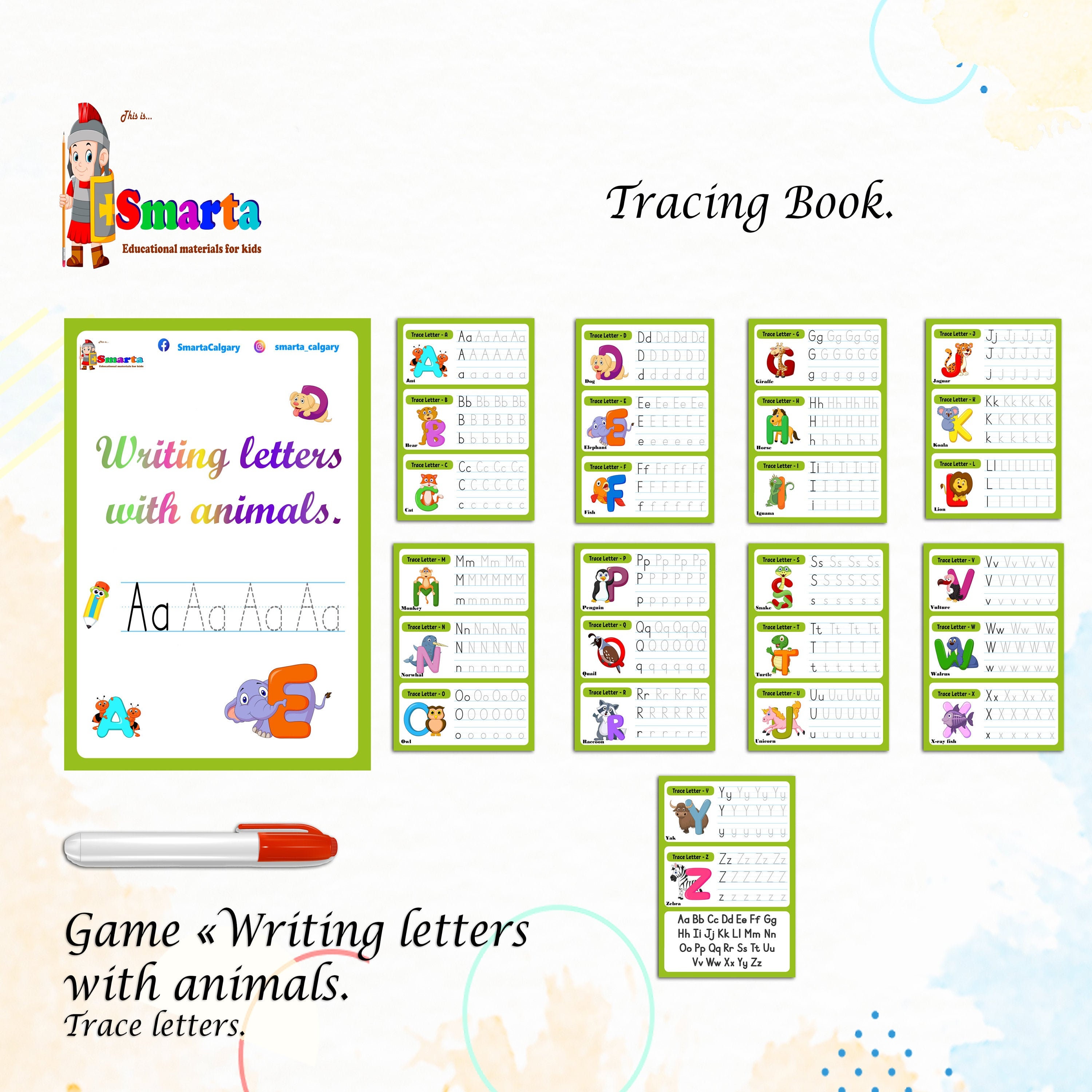 Preschool Alphabet Tracing Worksheets - Etsy