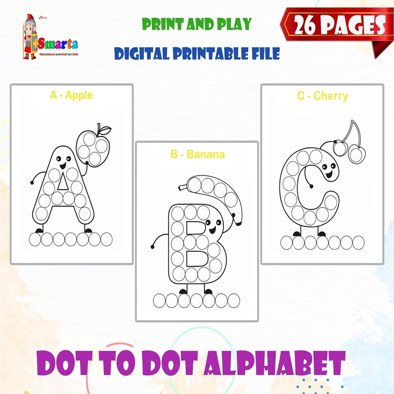 Preschool Alphabet Dot to Dot Alphabet Activity Etsy Canada
