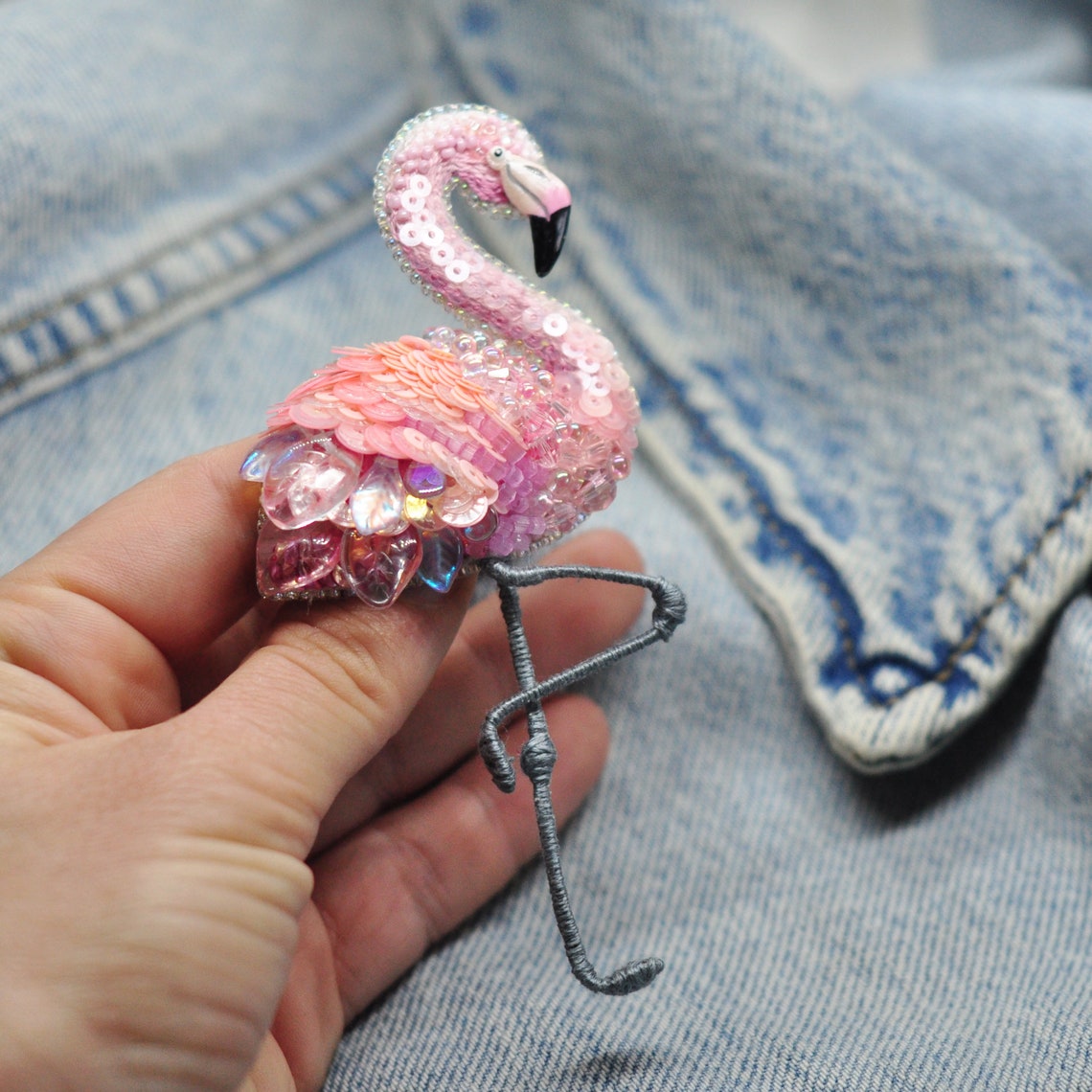 Flamingo brooch Pink flamingo Gifts for women Flamingo jewelry | Etsy