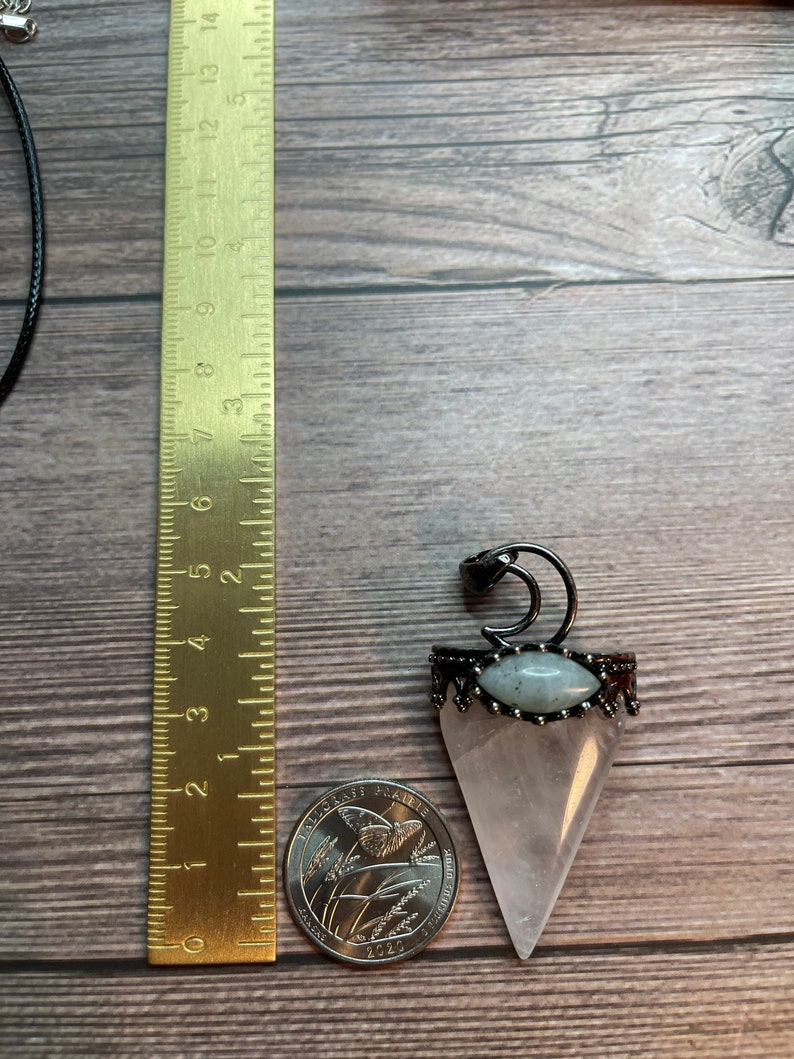 Triangle Quartz and Labradorite Reiki Pendant Necklace Mystic Collection