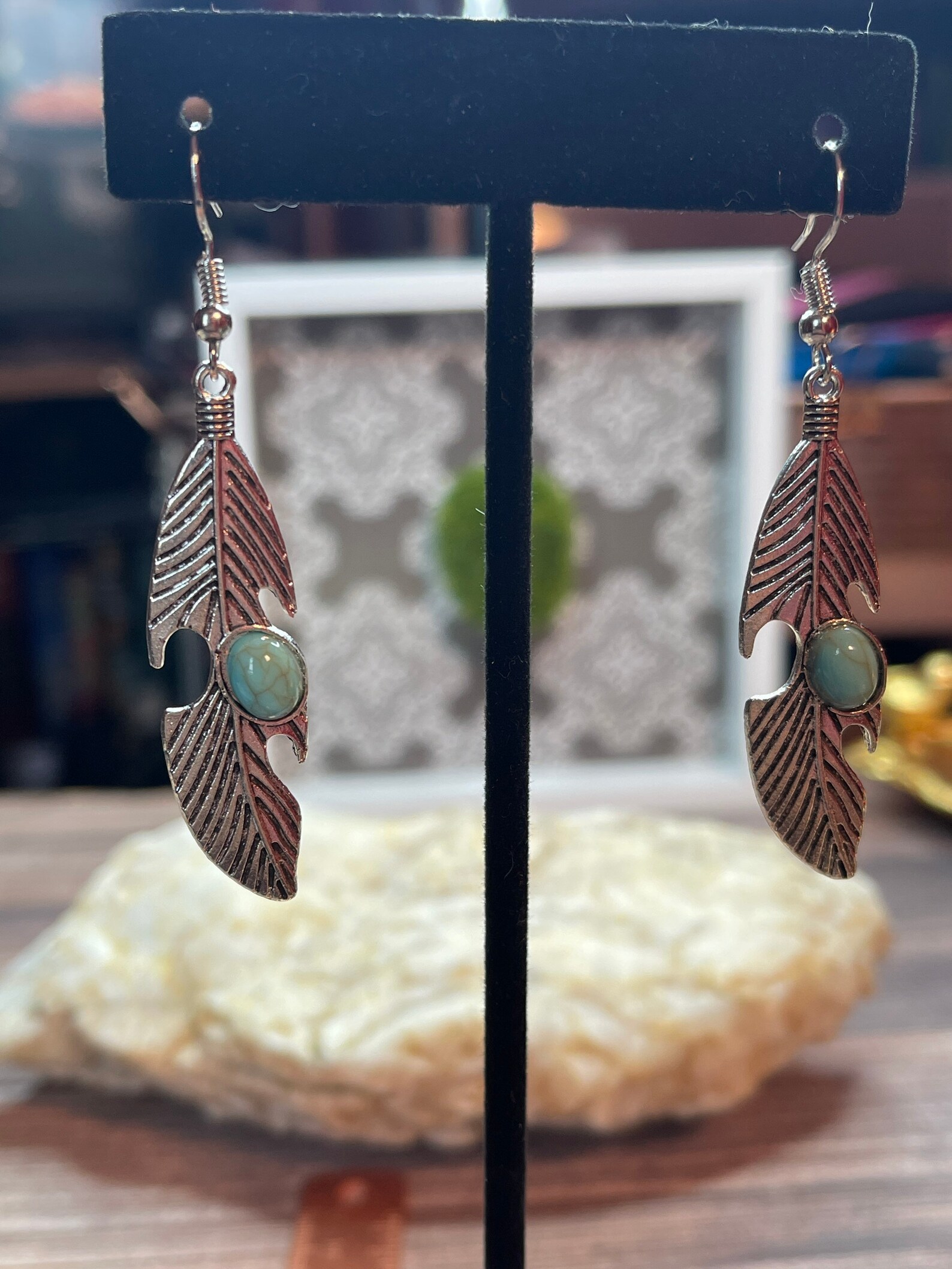 Orecchini Pendenti Piuma Marrone - Design Retrò, Lega E Piume Naturali, 11.5 Cm - Foto 12