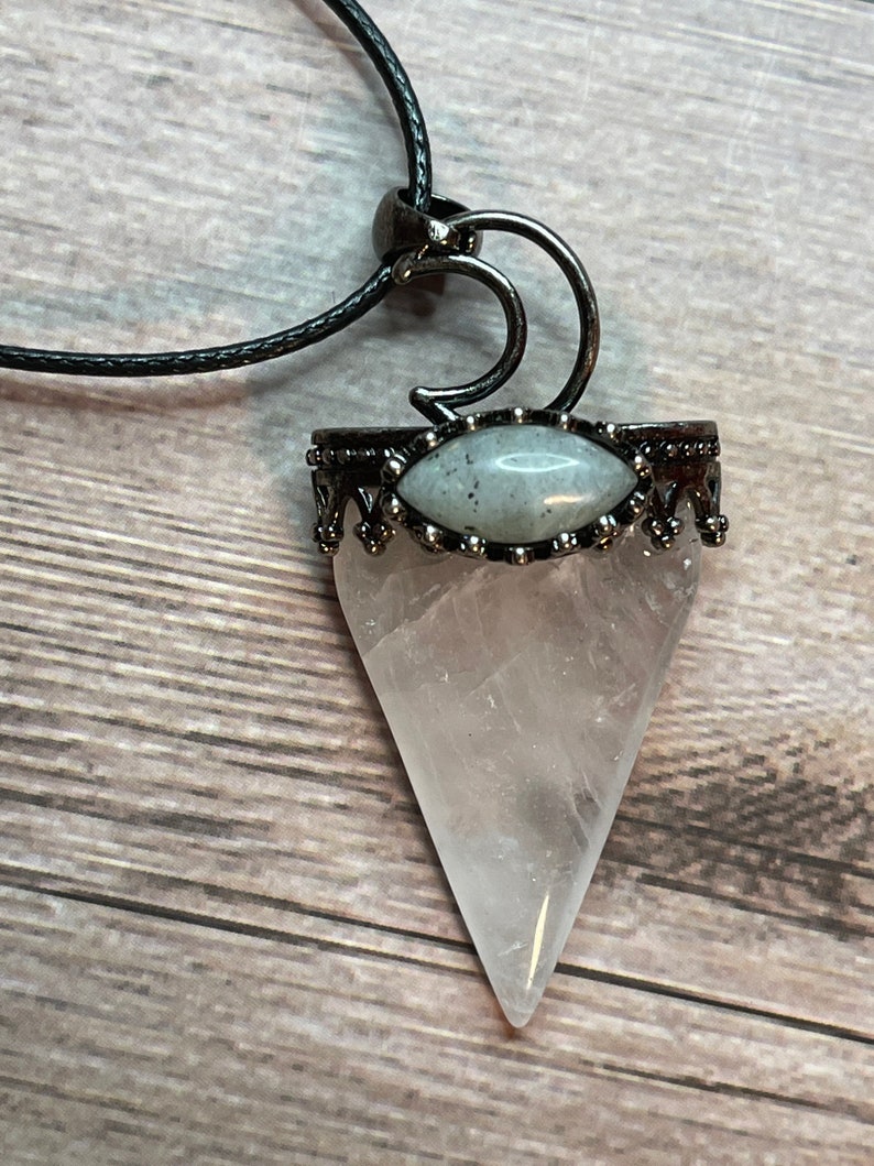 Triangle Quartz and Labradorite Reiki Pendant Necklace Mystic Collection