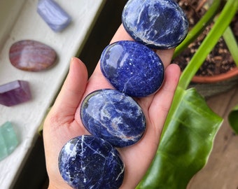 High Quality Sodalite Palm Stone, Sodalite Palm, Sodalite Pocket Stone, Crystal Palm Stone