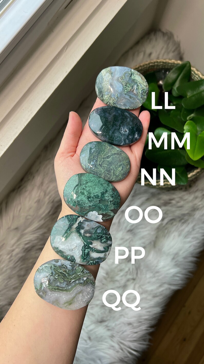 YOU CHOOSE Moss Agate Palm Stone, Moss Agate Palm, Moss Agate Pocket Stone, Crystal Palm Stone image 8