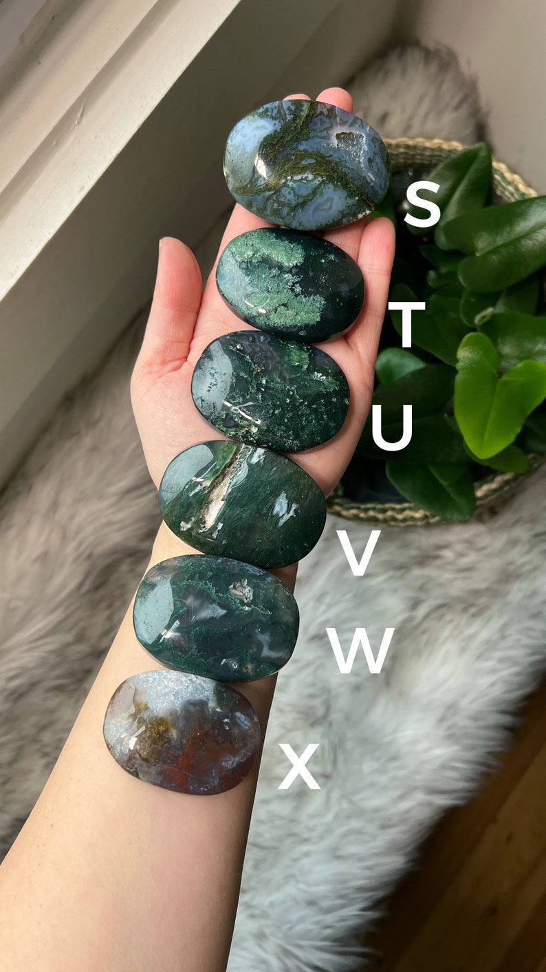 YOU CHOOSE Moss Agate Palm Stone, Moss Agate Palm, Moss Agate Pocket Stone, Crystal Palm Stone image 5