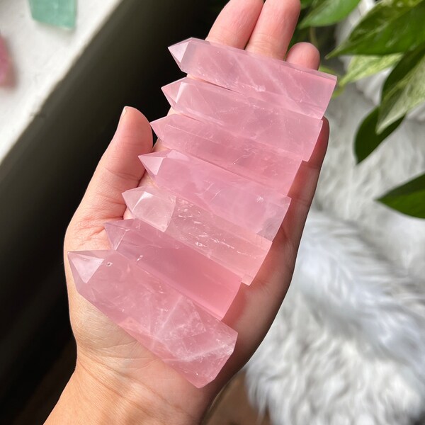 YOU CHOOSE Mini Gemmy Mozambique Rose Quartz Towers, Rose Quartz Towers, Pink Crystal Tower, Mozambique Rose Quartz, Rose Quartz Stone