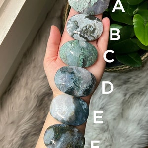 YOU CHOOSE Moss Agate Palm Stone, Moss Agate Palm, Moss Agate Pocket Stone, Crystal Palm Stone image 2