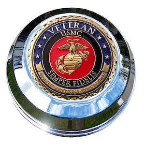 MotorDog69 Harley Tank Cap Coin Halterung Set mit veteran Marine für Softail Dyna Road King Sportster