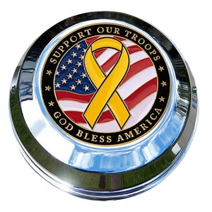 MotorDog69 Harley Gas Cap Coin Mount Set with Support The Troops for Softail Dyna Road King Sportster