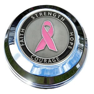 MotorDog69 Harley Gas Cap Coin Mount Set with Breast Cancer for Softail Dyna Road King Sportster
