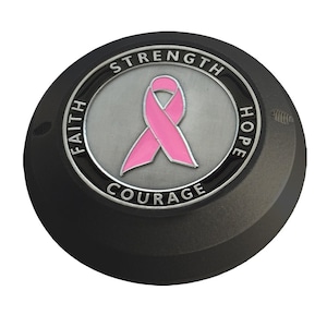 MotorDog69 Harley Black Gas Cap Coin Mount Set With Breast Cancer  Challenge Coin for Softail Dyna Road King Sportster