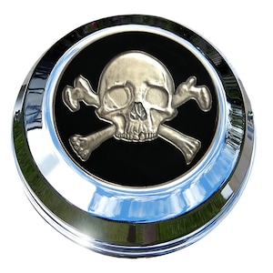 MotorDog69 Indian Motorcycle Gas Cap Coin Mount Set With Crossbones And Skull Bulldog Challenge Coin for Chieftain Dark Horse Roadmaster