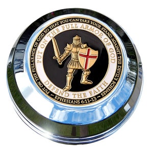 MotorDog69 Indian Motorcycle Gas Cap Coin Mount Set With Armor Of God Challenge Coin for Chieftain, Dark Horse, Roadmaster, Scout
