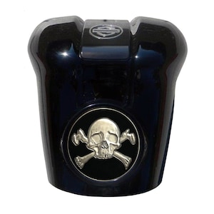 MotorDog69 Crossbones Black Harley Waterfall Horn Cover Coin Mount Set for Softail Road King Street Glide Road Glide Touring Ultra Classic