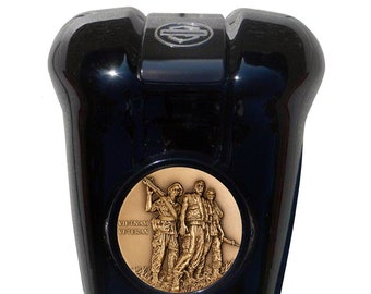 Vietnam Veteran Harley Horn Cover, Black Waterfall Coin Mount