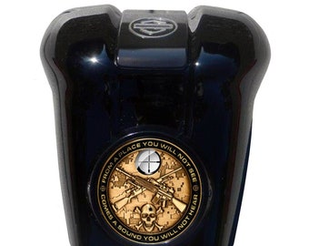 MotorDog69 Black Harley Horn Cover Coin Mount - Sniper Edition
