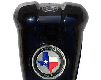 Texas Black Harley Horn Cover Coin Mount Set - Softail, Road King, Glide