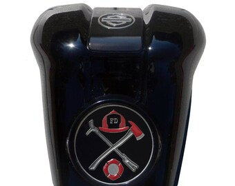 Firefighter Axe & Halligan Harley Horn Cover Coin Mount – Black Waterfall