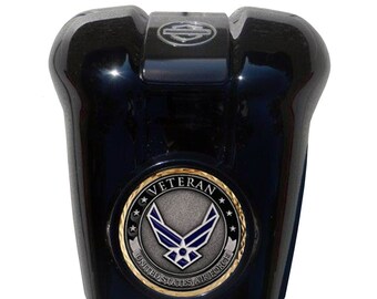 Air Force Veteran Coin Mount Set for Harley Waterfall Horn Cover
