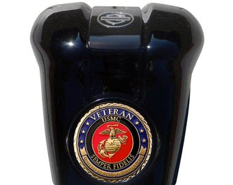 Veteran Marine Harley Horn Cover Coin Mount – Black Waterfall, Softail Road King