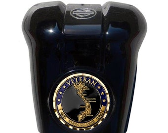 Vietnam Veteran Harley Horn Cover Coin Mount, Black Waterfall