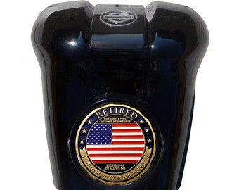 Air Force Retired Coin Mount Set for Harley Waterfall Horn Cover