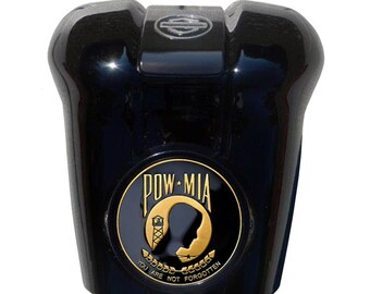 POW-MIA Harley Horn Cover Coin Mount - Black Waterfall