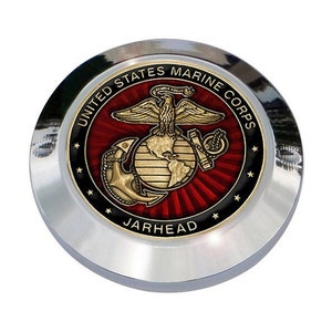 MotorDog69 Harley Milwaukee Eight Timing Cover Münzeinfassung mit Marine Jarhead Challenge Münze für Softail Road King Touring Street Glide