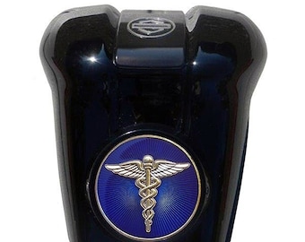 Black Waterfall Harley Horn Cover Medical Coin Mount, Softail Road King
