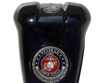 Veteran Marine Nickel Coin Mount Set for Harley Waterfall Horn Cover