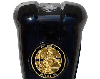 Police 'Brave Bleed Blue' Harley Horn Cover Coin Mount