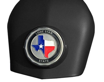 Harley Horn Cover Coin Mount with Texas Challenge Coin